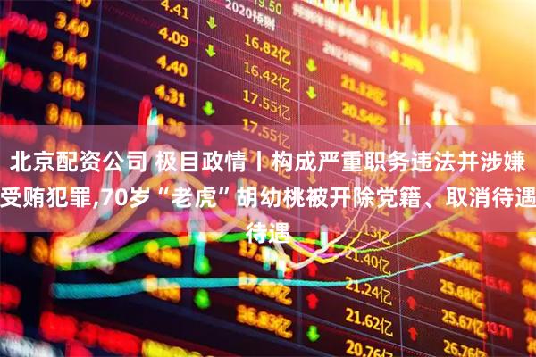 北京配资公司 极目政情丨构成严重职务违法并涉嫌受贿犯罪,70岁“老虎”胡幼桃被开除党籍、取消待遇