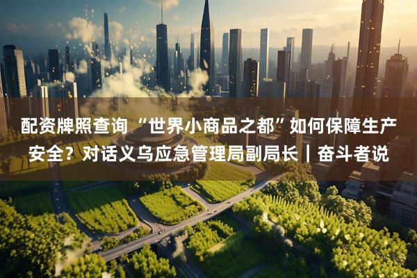 配资牌照查询 “世界小商品之都”如何保障生产安全？对话义乌应急管理局副局长｜奋斗者说